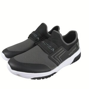 Nautica Mens COLNOR Slip On Sneakers Black Charcoal Grey Athletic Shoes Size 10